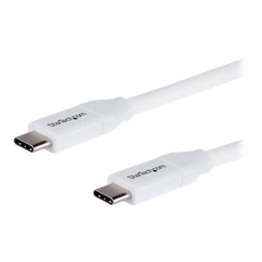 StarTech.com USB C to USB C Cable - 6 ft / 2m - 5A PD - M/M - White - USB 2.0 - USB-IF Certified - USB Type C Cable - USB C Charging Cable (USB2C5C2MW) - USB kabel - 24 pin USB-C (M) do 24 pin USB-C (M) - Thunderbolt 3 / USB 2.0 - 5 A - 2 m - bílá