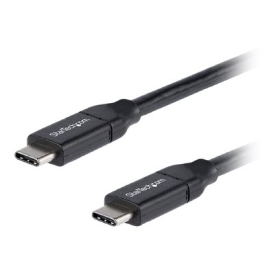 StarTech.com USB C to USB C Cable - 1.5 ft / 0.5m - 5A PD - White - USB 2.0 - USB-IF Certified - USB Type C Cable - USB C Charging Cable (USB2C5C50CM) - USB kabel - 24 pin USB-C (M) do 24 pin USB-C (M) - Thunderbolt 3 / USB 2.0 - 5 A - 50 cm - cerná