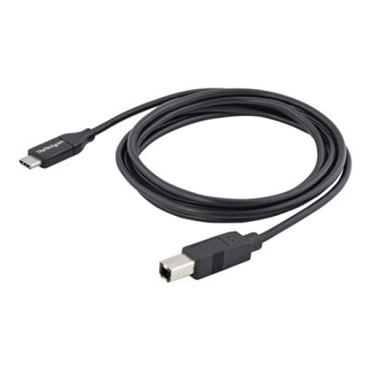 StarTech.com 2m 6ft USB C to USB B Cable - USB 2.0 - USB Type C Printer Cable M/M - USB 2.0 Type-C to Type-B Cable (USB2CB2M) - USB kabel - 24 pin USB-C (M) do USB typ B (M) - Thunderbolt 3 / USB 2.0 - 2 m - cerná