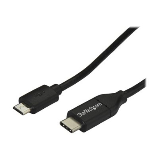 StarTech.com USB C to Micro USB Cable 2m 6ft - USB-C to Micro USB Charge Cable - USB 2.0 Type C to Micro B - Thunderbolt 3 Compatible (USB2CUB2M) - USB kabel - 24 pin USB-C (M) do Micro USB typ B (M) - USB 2.0 - 2 m - cerná