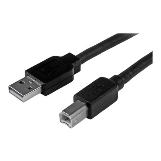 StarTech.com 15m / 50 ft Active USB 2.0 A to B Cable - Long 15 m USB Cable - 50 ft USB Printer Cable - 1x USB A (M), 1x USB B (M) - Black (USB2HAB50AC) - Kabel USB - USB typ B (M) do USB (M) - USB 2.0 - 15 m - aktivní - cerná - pro P/N: ICUSB232D