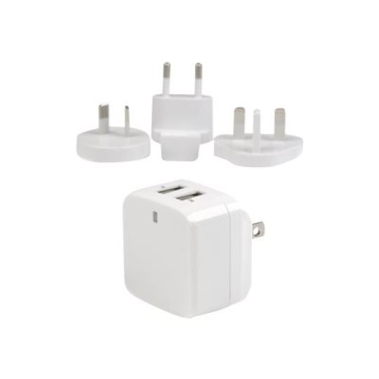 StarTech.com Dual Port USB Wall Charger 17W/3.4A - Travel Charger 110V/220V - Sítový adaptér - 17 Watt - 3.4 A - 2 výstupní konektory (USB) - bílá - pro P/N: USBLT1MWS, USBLT2MBR, USBLT2MW, USBLT30CMW, USBLTM1MBK, USBLTM1MWH, VID2VGATV3