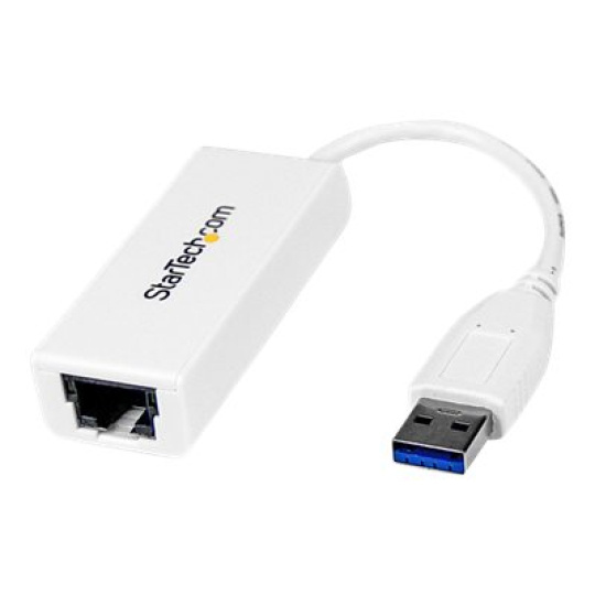 StarTech.com USB 3.0 to Gigabit Ethernet Network Adapter - 10/100/1000 NIC - USB to RJ45 LAN Adapter for PC Laptop or MacBook (USB31000SW) - Sítový adaptér - USB 3.0 - Gigabit Ethernet - bílá