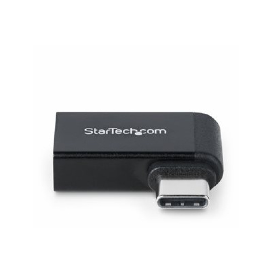 StarTech.com Right Angled USB-C to USB-A Adapter, USB 5Gbps, Compact USB-C Male to USB-A Female Adapter, Metal Housing, M/F - USB adaptér - 24 pin USB-C (M) pravoúhlý do USB (F) - USB 3.2 Gen 1 - 5 V - 3 A - pasivní, up to 5 Gbps data transfer rate - cerná