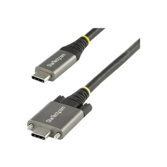StarTech.com 3ft 1m Side Screw Locking USB C Cable 10Gbps, USB 3.1/3.2 Gen 2 Type-C Cable, 100W (5A) Power Delivery Charging, DP Alt Mode, Dual Screw Lock, USB-C to C Cord, Charge/Sync - Thunderbolt 3 Compatible - USB kabel - 24 pin USB-C (M) prímý/zamykací do 24 pin USB-C (M) rovné - USB 3.2 Gen 2 / DisplayPort 1.4 /Thunderbolt 3 - 1 m - podporuje 4K - cerná, šedá