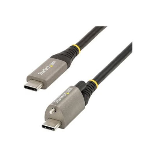 StarTech.com 3ft 1m Top Screw Locking USB C Cable 10Gbps, USB 3.1/3.2 Gen 2 Type-C Cable, 100W (5A) Power Delivery Charging, DP Alt Mode, Single Screw Lock, USB-C to C Cord, Charge/Sync - Thunderbolt 3 Compatible (USB31CCTLKV1M) - USB kabel - 24 pin USB-C (M) prímý/zamykací do 24 pin USB-C (M) rovné - USB 3.2 Gen 2 / DisplayPort 1.4 /Thunderbolt 3 - 1 m - podpora 8K - cerná, šedá