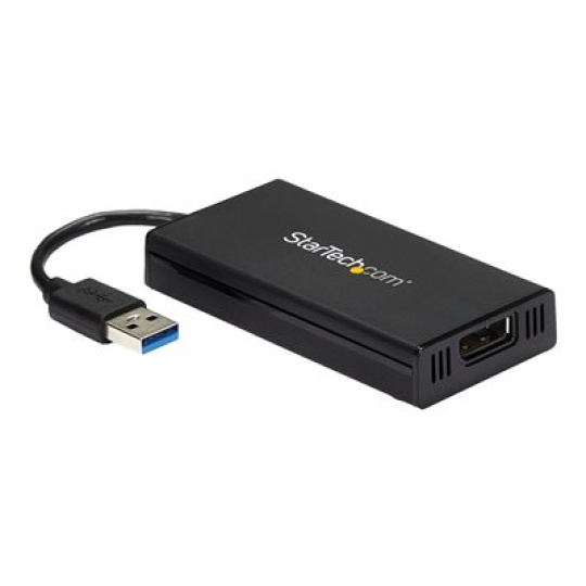 StarTech.com USB 3.0 to DisplayPort Adapter - DisplayLink Certified - 4K 30Hz - Adaptér USB / DisplayPort - kompatibilní s TAA - USB typ A (M) do DisplayPort (F) - USB 3.0 - 9 m - podporuje 4K, USB napájení - cerná - pro P/N: MDP2DPMM10, MDP2DPMM3, MDP2DPMM6, MDP2DVIMM6BS, TB33A1C