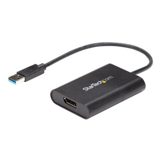 StarTech.com USB 3.0 to DisplayPort Adapter - 4K 30Hz - External Video & Graphics Card - Dual Monitor Display Adapter - Supports Windows (USB32DPES2) - Adaptér DisplayPort - kompatibilní s TAA - USB typ A (M) do DisplayPort (F) - USB 3.0 - 20 cm - podpora 4K30Hz (3840 x 2160) - cerná