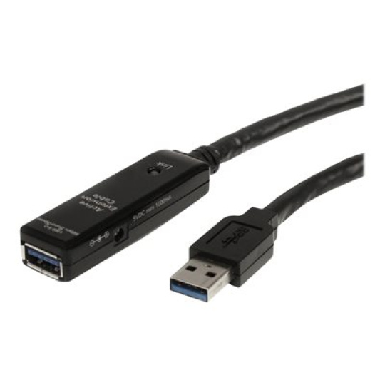StarTech.com 32.8 ft Active USB 3.0 Extension Cable with AC Power Adapter - Shielded - Male to Female USB USB 3.1 Gen 1 Type A (5Gbps) Extender (USB3AAEXT10M) - Prodlužovací šnura USB - USB typ A (M) do USB typ A (F) - USB 3.0 - 10 m - aktivní - cerná - pro P/N: PEXUSB3S42V, PEXUSB3S44V, S352BU33HR, SVA5H2NEUA, USB3SAA3MBK