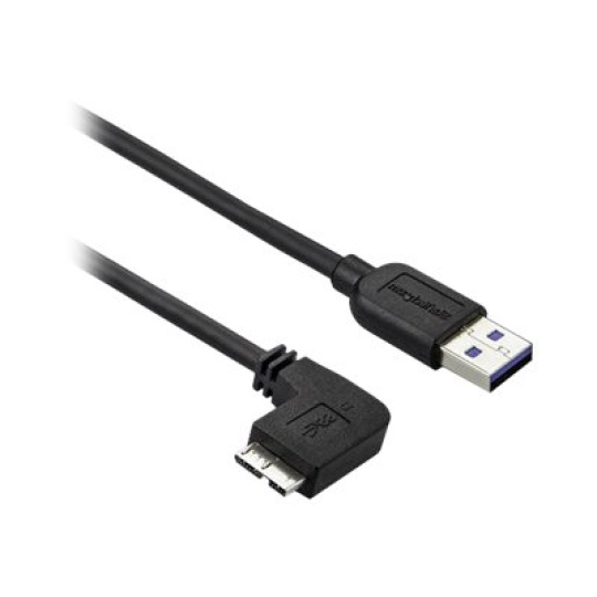 StarTech.com 0.5m 20in Slim Micro USB 3.0 Cable M/M - Left-Angle Micro-USB - USB 3.0 A to Micro B - Angled Micro USB - USB 3.1 Gen 1 5Gbps (USB3AU50CMLS) - Kabel USB - Micro-USB typu B (M) do USB typ A (M) - USB 3.0 - 50 cm - levý úhlový konektor, lisovaný - cerná