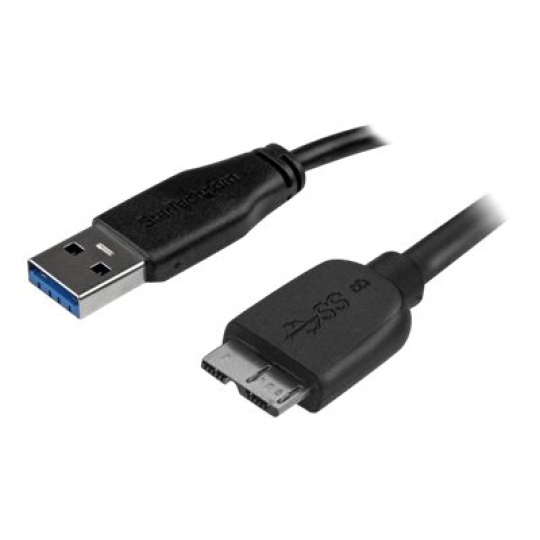 StarTech.com 3m 10ft Slim USB 3.0 A to Micro B Cable M/M - Mobile Charge Sync USB 3.0 Micro B Cable for Smartphones and Tablets (USB3AUB3MS) - Kabel USB - Micro-USB typu B (M) do USB typ A (M) - USB 3.0 - 3 m - lisovaný - cerná - pro P/N: S2510BU33PW, S251BMU3FP, S251BRU33, SLSODDU33B, SM2NGFFMBU33