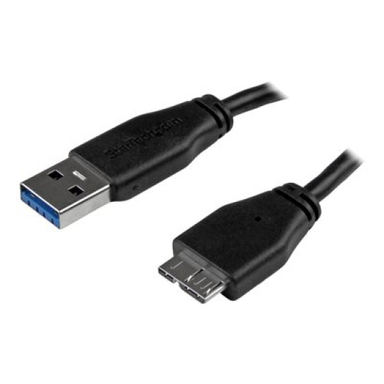 StarTech.com 0.5m 20in Slim USB 3.0 A to Micro B Cable M/M - Mobile Charge Sync USB 3.0 Micro B Cable for Smartphones and Tablets (USB3AUB50CMS) - Kabel USB - Micro-USB typu B (M) do USB typ A (M) - USB 3.0 - 50 cm - lisovaný - cerná - pro P/N: S2510BU33PW, S251BMU3FP, S251BRU33, SLSODDU33B, SM2NGFFMBU33, UNI251BMU33