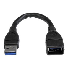 StarTech.com 6in Short USB 3.0 Extension Adapter Cable (USB-A Male to USB-A Female) - USB 3.1 Gen 1 (5Gbps) Port Saver Cable - Black (USB3EXT6INBK) - Prodlužovací šnura USB - USB typ A (F) do USB typ A (M) - USB 3.0 - 15.2 cm - lisovaný - cerná - pro P/N: 35FCREADBU3, HB30A4AIB, HB30C4AIB, HB31C4AB, SU2DUPERA11, USB3SAA3MBK