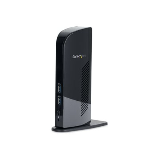 StarTech.com Dual Monitor USB 3.0 Laptop Docking Station with HDMI/DVI/VGA & 6xUSB Ports - Universal USB Dock for Mac & Windows - Black (USB3SDOCKHD) - Dokovací stanice - USB - 1GbE - pro P/N: ARMBARDUO, ARMBARDUOV, ARMDUAL, ARMDUAL30, ARMDUALV, ARMSLIMDUO, SVA5M4NEUA, TB33A1C