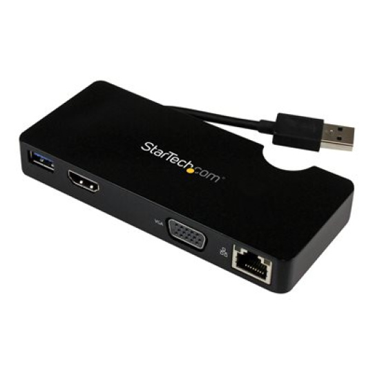 StarTech.com USB 3.0 to HDMI or VGA Adapter Dock - USB 3.0 Mini Docking Station w/ USB, GbE Ports - Portable Universal Laptop Travel Hub (USB3SMDOCKHV) - Dokovací stanice - USB - HDMI - 1GbE - pro P/N: ARMPIVOT, ARMPIVOTE, ARMPIVSTND, ARMSLIM, ARMUNONB