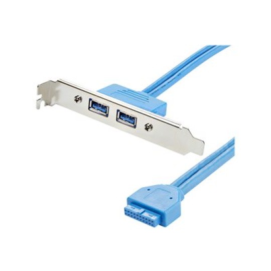 StarTech.com 2 Port USB 3.0 A Female Slot Plate Adapter - USB 3.0 motherboard Adapter - USB 3 plate - USB 3.0 header Adapter (USB3SPLATE) - Panel USB - USB typ A (F) do 20 pin IDC (F) - 50 cm - modrá - pro P/N: PEXUSB312A1C1H, PEXUSB312A2C2V, PEXUSB312EIC