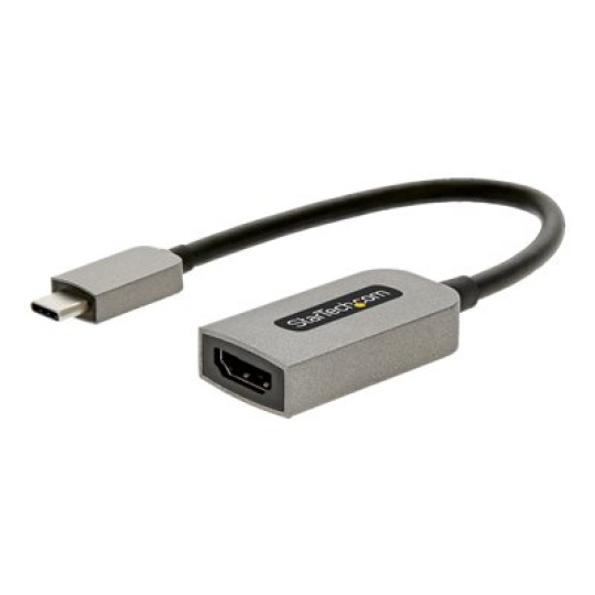 StarTech.com USB C to HDMI Adapter, 4K 60Hz UHD Video, HDR10, USB-C to HDMI 2.0b Adapter Dongle, USB Type-C DP Alt Mode to HDMI Monitor/Display/Projector, USB C to HDMI Converter, M/F - Thunderbolt 3 Compatible - Video adaptér - 24 pin USB-C s piny (male) do HDMI se zdírkami (female) - 13 cm - šedá space gray - podpora 4K60 Hz (3840 x 2160), aktivní