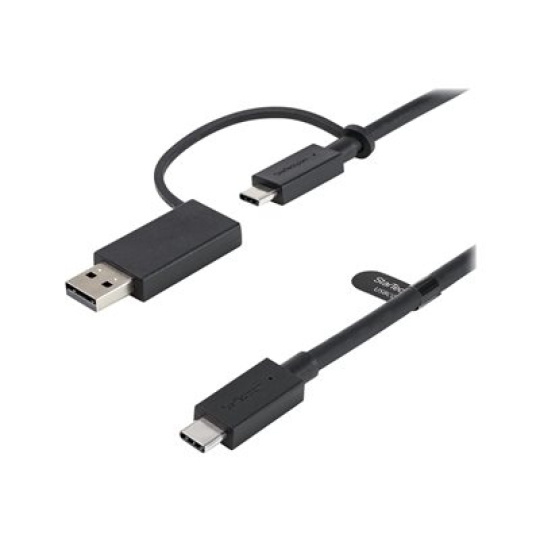 StarTech.com 3ft (1m) USB C Cable w/ USB-A Adapter Dongle, Hybrid 2-in-1 USB C Cable w/ USB-A | USB-C to USB-C (10Gbps/100W PD), USB-A to USB-C (5Gbps), USB-A Host to USB-C DisplayLink Dock - Ideal for Hybrid Dock (USBCCADP) - USB kabel - 24 pin USB-C (M) do 24 pin USB-C (M) - 1 m - USB napájení (100W) - pro P/N: DKM30CHDPD, DKM30CHDPDUE