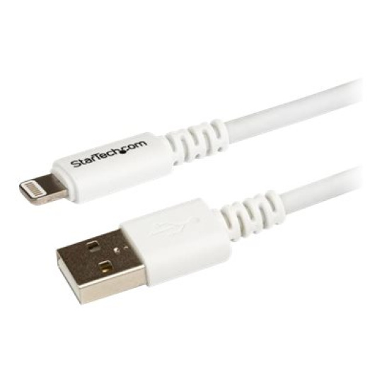 StarTech.com 3m (10ft) Long White AppleŽ 8-pin Lightning Connector to USB Cable for iPhone / iPod / iPad - Charge and Sync Cable (USBLT3MW) - Kabel Lightning - Lightning s piny (male) do USB s piny (male) - 3 m - bílá - pro P/N: KITBXAVHDPEU, KITBXAVHDPNA, KITBXAVHDPUK, KITBXDOCKPEU, KITBXDOCKPUK, KITBZDOCK
