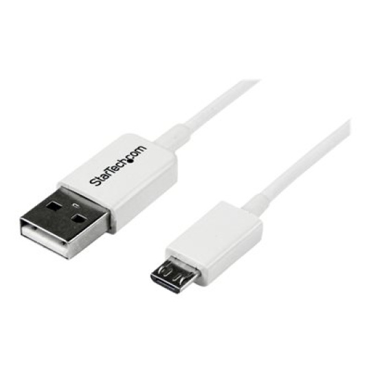 StarTech.com 3.3 ft. (1 m) USB to Micro USB Cable - USB 2.0 A to Micro B - White - Micro USB Cable (USBPAUB1MW) - Kabel USB - Micro USB typ B (M) do USB (M) - USB 2.0 - 1 m - lisovaný - bílá - pro P/N: USBEXTPAA1MW, USBEXTPAA2MW, USBEXTPAA3MW, USBPAUB2MW, USBPAUB50CMW