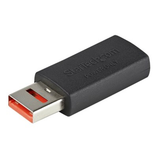 StarTech.com Secure Charging USB Data Blocker Adapter, Male to Female USB-A Charge-Only Adapter, No-Data Charge/Power-Only Adapter for Phone/Tablet, Data Blocking USB Protector Adapter - 5V, 2.4A (12 W) Max (USBSCHAAMF) - USB charge adapter - USB (pouze napájení) (F) do USB (pouze napájení) (M) - 5 V - 2.4 A - pasivní - cerná
