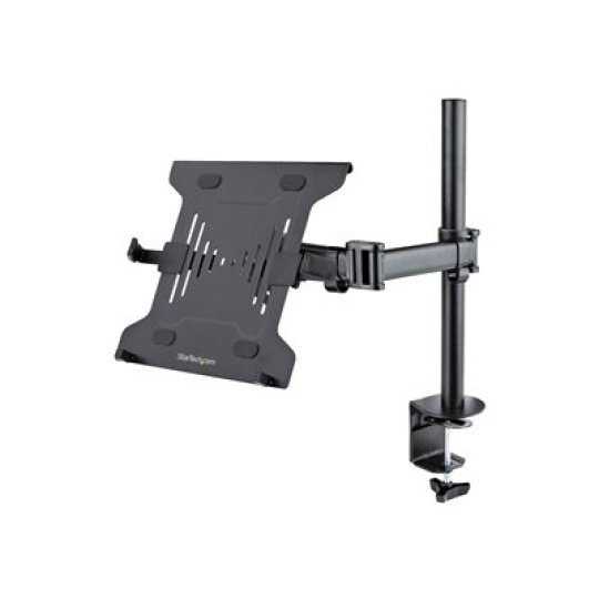 StarTech.com Laptop Desk Mount, Monitor and Laptop Mount for Desk, Displays 34in (8kg/17.6lb) & Laptops (4.5kg/9.9lbs), Adjustable & Articulating VESA Laptop Tray Arm - Desk Monitor Mount - Clamp / Grommet Mount (A-LAPTOP-DESK-MOUNT) - Montážní sada (kloubové rameno, svorka k montáži na stůl, žerď, zásobník) - pro monitor / notebook - plast, ocel - černá - velikost obrazovky: 13"-34" - držák na notebook