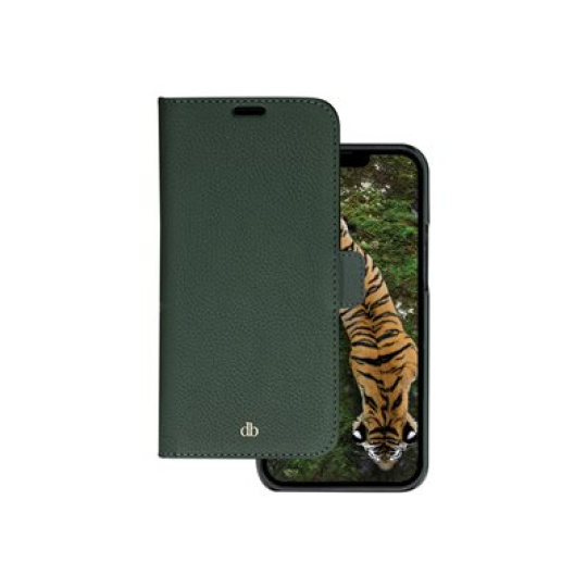 dbramante1928 New York - Pouzdro s klopou pro mobilní telefon - 2-in-1 - pebbled full-grain sustainable leather - evergreen - pro Apple iPhone 14 Plus