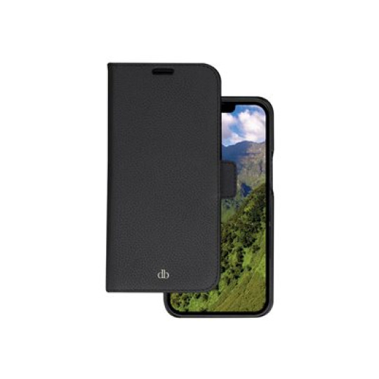 dbramante1928 New York - Pouzdro s klopou pro mobilní telefon - pebbled full-grain sustainable leather - nocní cern - pro Apple iPhone 14 Pro Max