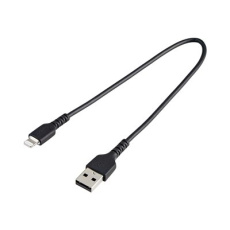 StarTech.com 12 in(30cm) Durable Black USB-A to Lightning Cable, Heavy Duty Rugged Aramid Fiber USB Type A to Lightning Charger/Sync Power Cord, Apple MFi Certified iPad/iPhone 12 Pro Max - iPhone 7/8/11/11 Pro - Kabel Lightning - USB s piny (male) do Lightning s piny (male) - 30 cm - cerná