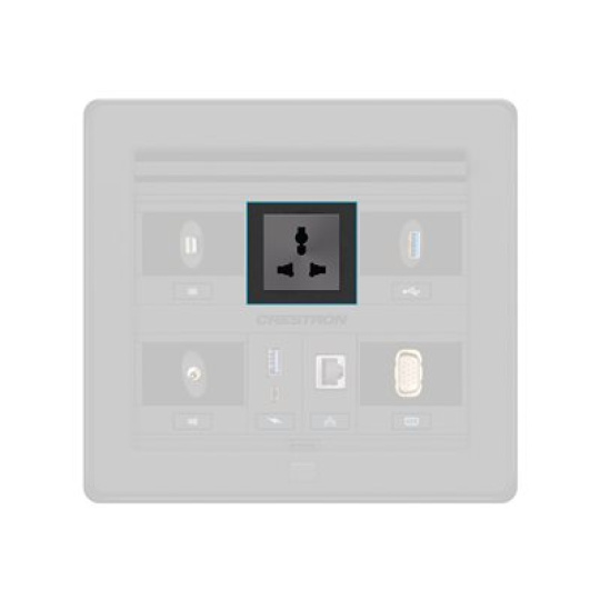 Crestron FT2A-PWR-UN-1-BASIC - Výstupní zásuvka - zásuvkový modul, jednoduchý, univerzální - Typ B, typ F, Typ G, Typ I - 1 napájecí zásuvka - 10 A - AC 120-240 V - černá