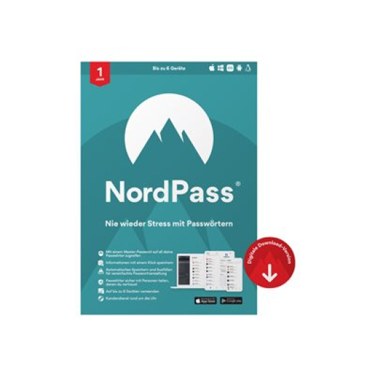 NordPass Premium - Licence na předplatné (1 rok) - 6 zařízení - ESD - Linux, Win, Mac, Android, iOS