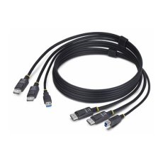 StarTech.com 6ft (1.8m) Dual-DisplayPort and USB 5Gbps KVM Cable - Kabel klávesnice / videa / myši (KVM) - USB typ A, DisplayPort (M) do USB Type B, DisplayPort (M) - 1.83 m - podpora 4K60Hz, podpora HDR10 - cerná