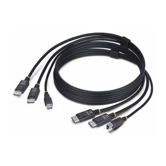 StarTech.com 6ft (1.8m) Dual-DisplayPort and USB 5Gbps KVM Cable - Kabel klávesnice / videa / myši (KVM) - USB typ A, DisplayPort (M) do USB Type B, DisplayPort (M) - 1.83 m - podpora 4K60Hz, podpora HDR10 - cerná