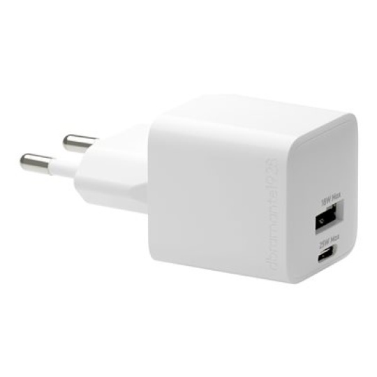 dbramante1928 re-charge - Sítový adaptér - 25 Watt - 2 výstupní konektory (24 pin USB-C, USB) - bílá - Evropa