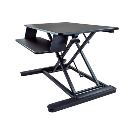 StarTech.com Sit Stand Desk Converter with Keyboard Tray, Large 35" x 21" Surface, Height Adjustable Ergonomic Desktop/Tabletop Standing Workstation Desk, Holds 2 Monitors, Pre-Assembled - Ergonomic Standing Desk (ARMSTSLG) - Nástavec na stul - hranatý - cerná - cerná základna - pro P/N: ARMBARDUO, ARMBARDUOV, ARMBARTRIO2, ARMDUAL, ARMDUAL30, ARMDUALV