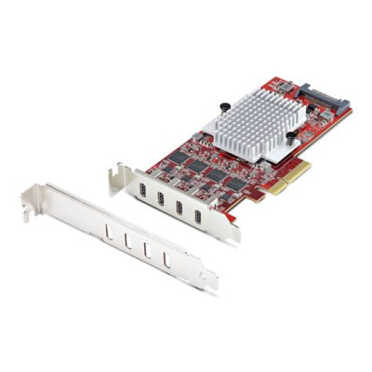 StarTech.com 4-Port USB Type-C PCIe Card, USB-C 10Gb, 4x Controllers, TAA - USB adaptér - PCIe 3.0 x4 nízký profil - USB-C 3.2 Gen 2 x 4 - kompatibilní s TAA