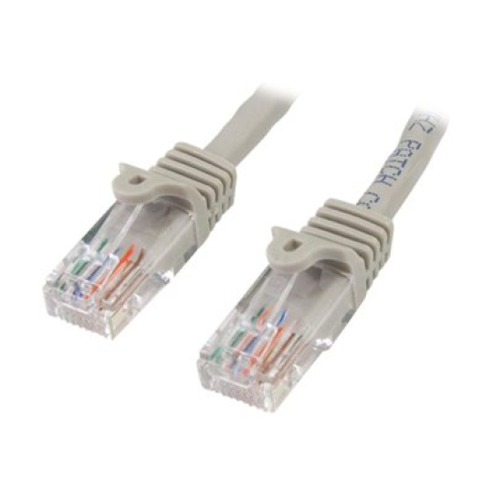 StarTech.com 15m Gray Cat5e / Cat 5 Snagless Patch Cable - Patch kabel - RJ-45 (M) do RJ-45 (M) - 15 m - UTP - CAT 5e - lisovaný, provedení bez hrbolku - šedá