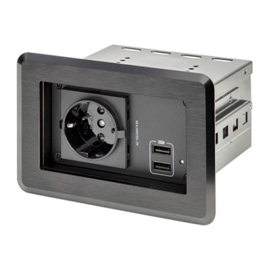StarTech.com Conference Table Power Center with 1x CE Certified Schuko AC Outlet & 2x USB BC 1.2, Recessed In-Table/Desk Power Strip/Charging Station for Meeting Room/Boardroom/Lab Bench - Charging Station Hub (KITBZPOWEU) - Napájecí pásek - AC 100-240 V - vstup: napájení - výstupní konektory: 2 (2 x USB, 2 x napájení) - cerná