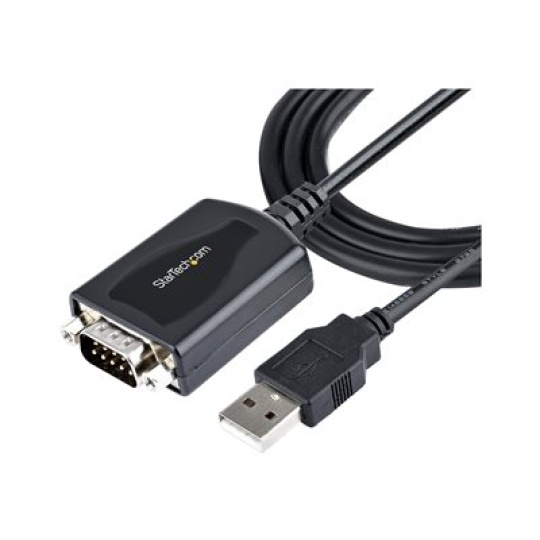 StarTech.com 3ft (1m) USB to Serial Cable with COM Port Retention, DB9 Male RS232 to USB Converter, Straight Through USB to Serial Adapter for PLC/Printer/Scanner - Prolific IC, Automatic Handshake, Windows/Mac OS - Sériový adaptér - USB - RS-232