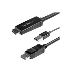 StarTech.com 2m (6ft) HDMI to DisplayPort Cable 4K 30Hz, Active HDMI 1.4 to DP 1.2 Adapter Converter Cable with Audio, USB Powered, Mac & Windows, HDMI Laptop to DP Monitor, Male/Male - Built-In USB Cable - Video kabel - HDMI, USB (pouze napájení) s piny (male) do DisplayPort s piny (male) - 2 m - černá - podporuje 4K, aktivní StarTech.com 2m (6ft) HDMI to DisplayPort Cable 4K 30Hz, Active HDMI 1.4 to DP 1.2 Adapter Converter Cable with Audio, USB Powered, Mac & Windows, HDMI Laptop to DP Monitor, Male/Male - Built-In USB Cable - Video kabel - HDMI, USB (pouze napájení) s piny (male) do DisplayPort s piny (male) - 2 m - černá - podporuje 4K, aktivní