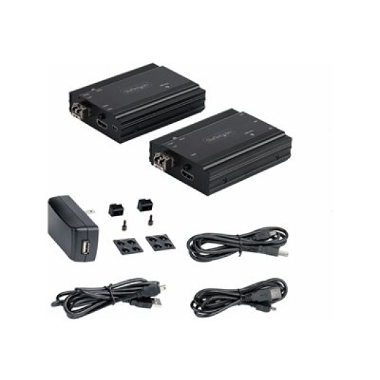 StarTech.com 4K HDMI KVM Extender over Fiber, HDMI Video & USB over Fiber, up to 984ft/300m (MultiMode), 10G MMF SFP+ modules, Remote KVM Switch/Console Extender, KVM Extension Kit (TX/RX) - Transmitter & Receiver - Rozširovací zarízení KVM / audio - 10GbE - pres vláknová optika - USB - 10GBase-SR - až 300 m - 850 nm