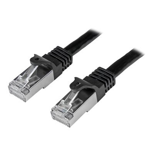 Startech 2m CAT6 Ethernet Cable, 10 Gigabit Shielded Snagless RJ45 100W PoE Patch Cord, CAT 6 10GbE SFTP Network Cable w/Strain Relief, Black, Wiring is UL Certified/TIA - Category 6 - 26AWG (N6SPAT2MBK) - Patch kabel - RJ-45 (M) do RJ-45 (M) - SFTP - CAT 6 - lisovaný, provedení bez hrbolku - cerná
