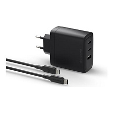 dbramante1928 re-charge - Sítový adaptér - EU, 2 m USB-C cable - 100 watt - PD 3.0, QC 3.0 - na kabelu: USB-A, USB-C - cerná - Evropa