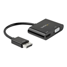 StarTech.com DisplayPort to HDMI VGA Adapter, DisplayPort 1.2 HBR2 to HDMI 2.0 (4K 60Hz) or VGA 1080p Converter Dongle, DP to HDMI or VGA Monitor Adapter, Digital Video Display Adapter - Multiport Video Dongle (DP2VGAHD20) - Video adaptér - DisplayPort s piny (male) do HD-15 (VGA), HDMI se zdířkami (female) - 23.2 cm - černá - podporuje 4K