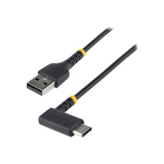 StarTech.com 1ft (30cm) USB A to C Charging Cable Right Angle, Heavy Duty Fast Charge USB-C Cable, USB 2.0 A to Type-C, Durable and Rugged Aramid Fiber, 3A, S20/iPad/Pixel - High Quality USB Charging Cord (R2ACR-30C-USB-CABLE) - USB kabel - USB (M) rovné do 24 pin USB-C (M) pravoúhlý - Thunderbolt 3 / USB 2.0 - 3 A - 30 cm - černá
