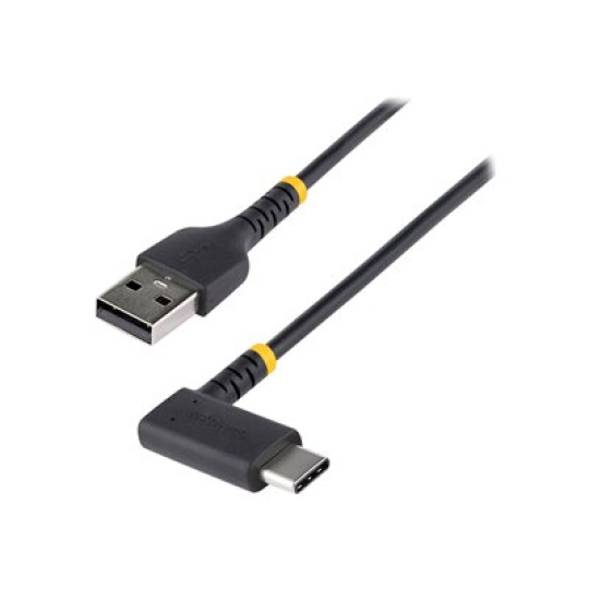 StarTech.com 1ft (30cm) USB A to C Charging Cable Right Angle, Heavy Duty Fast Charge USB-C Cable, USB 2.0 A to Type-C, Durable and Rugged Aramid Fiber, 3A, S20/iPad/Pixel - High Quality USB Charging Cord (R2ACR-30C-USB-CABLE) - USB kabel - USB (M) rovné do 24 pin USB-C (M) pravoúhlý - Thunderbolt 3 / USB 2.0 - 3 A - 30 cm - černá