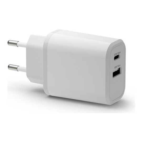 dbramante1928 re-charge - Síťový adaptér - 30 Watt - 3 A - PD/PPS - 2 výstupní konektory (24 pin USB-C, USB) - bílá - Evropa