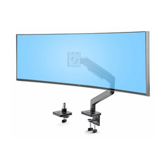 StarTech.com Monitor Desk Mount For 49" Ultrawide Curved Screen, Max 44lb - Montážní sada (pružinové rameno, swivel arm, základna, montáž VESA, C-clamp mount 10-80 mm, grommet mount 10-35 mm) - adjustable arm with mechanical spring - pro LCD displej/zahnutý LCD displej - hliník, ocel, plast - cerná - velikost obrazovky: up to 49" (ultra-wide) - upevnitelné na stul