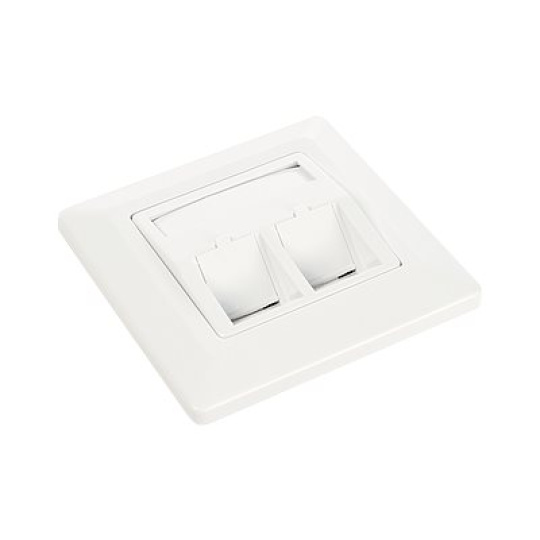 Solarix SX9-2-0-WH - Zásuvka pro podomítkovou instalaci - bílá - 1 souprava - 2 porty