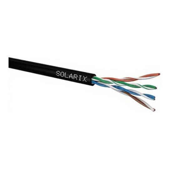 Solarix - Kabel horizontální - 100 m - UTP - CAT 5e - IEEE 802.3af/IEEE 802.3at - venkovní - černá, RAL 9005